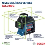 Nivel Láser Verde 3 Líneas 360º BOSCH GLL 3-80 G - Imagen 9