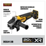 Esmeril Amoladora Angular 4 1/2" 115 MM 20V Baretool DEWALT DCG413B - Imagen 5