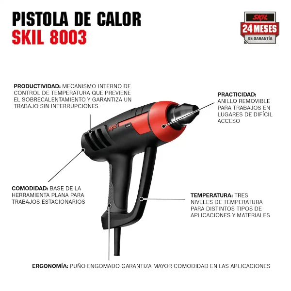 Pistola de Calor 1800W 570ºC + 4 boquillas SKIL 8003 - Imagen 9