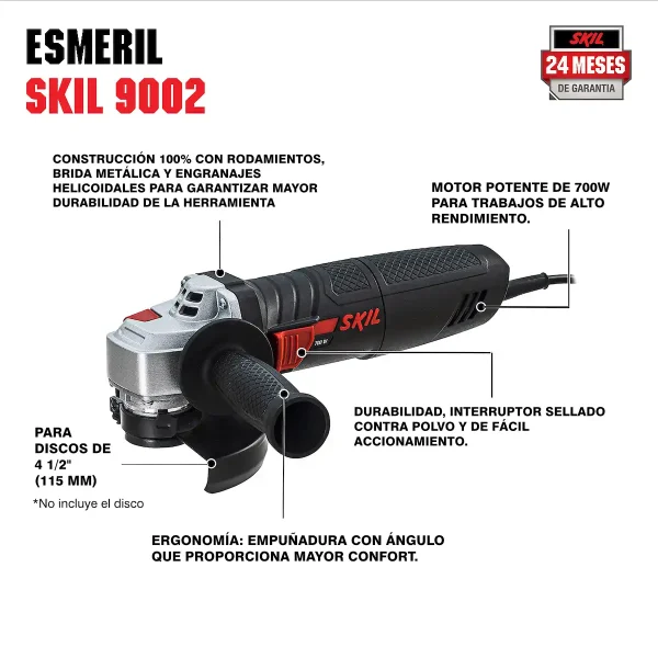 Esmeril Amoladora Angular 4-1/2" (115 mm) 700W (CC) SKIL 9002 - Imagen 10