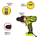 Taladro Atornillador 3/8" (10mm) 16V XCORT XDC08-16.1B2 - Imagen 2