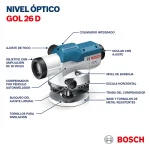 Nivel Óptico Alcance 100 Metros Aumento 26X BOSCH GOL 26 D - Imagen 10