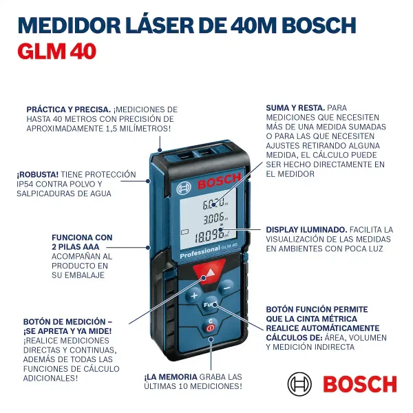 Medidor de Distancia Láser BOSCH GLM 40 - Imagen 12