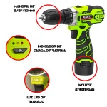 Taladro Atornillador 3/8" 12V + Accesorios XCORT XDC08-12A2 - Imagen 2