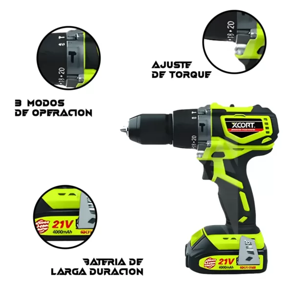 Taladro Percutor Brushless 1/2" 21V XCORT XDC21-013DBLK - Imagen 2
