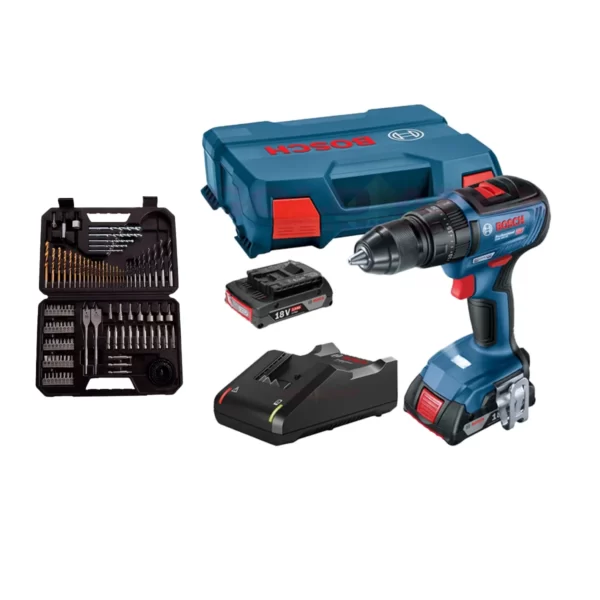 Taladro GSB 18V-50 + 2 bat + maletín L-CASE + 103 PZ BOSCH