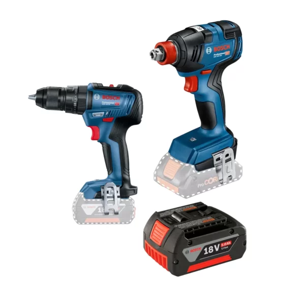 Taladro percutor GSB 18V-50 + GDX 18V-200 + Bat 5Ah BOSCH