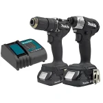 Atornillador de Impacto 1/4" DTD157 + Taladro Percutor 1/2" DHP487 18V MAKITA DLX2414X7B