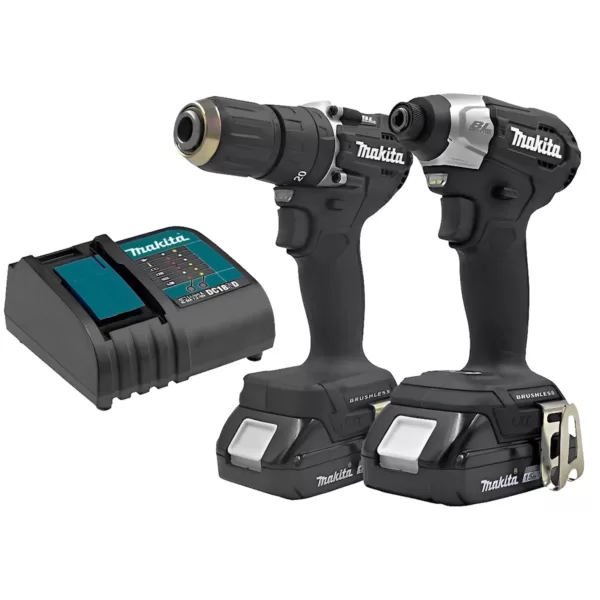 Atornillador de Impacto 1/4" DTD157 + Taladro Percutor 1/2" DHP487 18V MAKITA DLX2414X7B