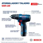 Taladro Atornillador 3/8" 12V + 1 Bat. 2Ah + Cargador + Maleta BOSCH GSR 120-Li - Imagen 10