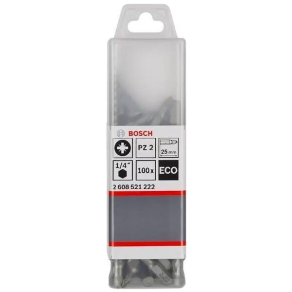 Puntas para Atornillar PZ2 25mm Eco Extra Hard x 100Und BOSCH