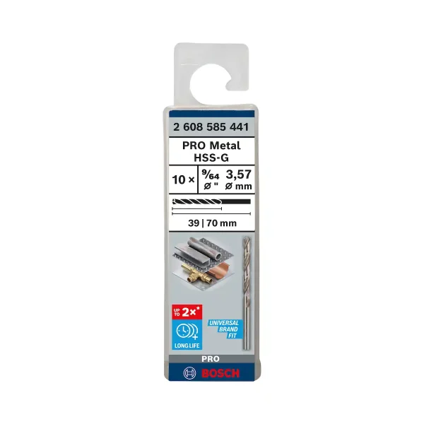 Broca para Metal HSS-G 9/64" x 70 mm x 39mm x 10 UNDS BOSCH - Imagen 2