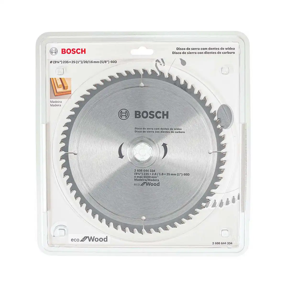 Disco de Corte para Madera 9 1/4" x 1" x 5/8" 60 Dientes BOSCH - Imagen 2