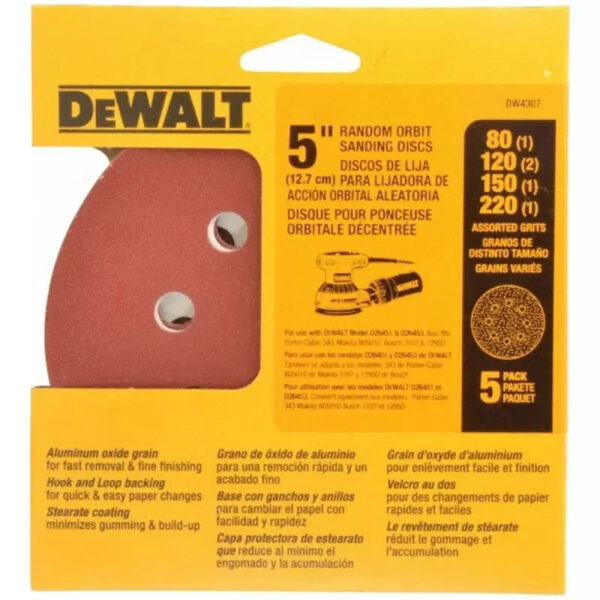 Disco de Lija 5" GRANO SURTIDO PACKx5 DW4307 X DEWALT