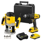 Taladro Percutor 1/2" 20V Fatmax + Ruteadora 1200W SRR1200-B2 STANLEY SCD711C2K-K7