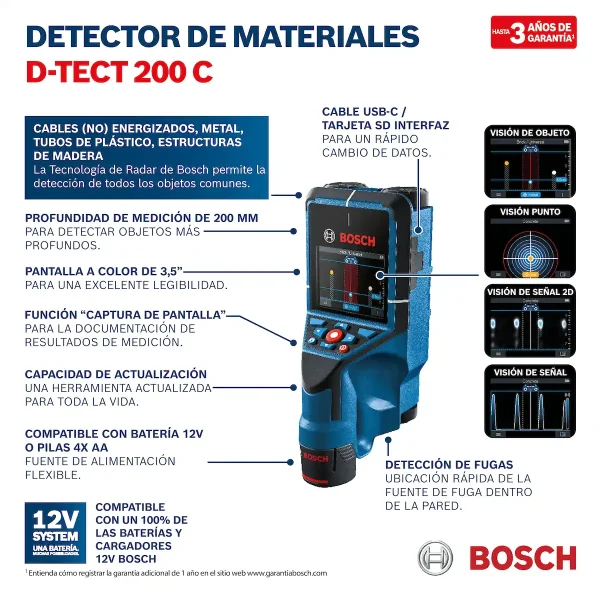 Escáner Detector de Materiales BOSCH D-Tect 200 C - Imagen 12