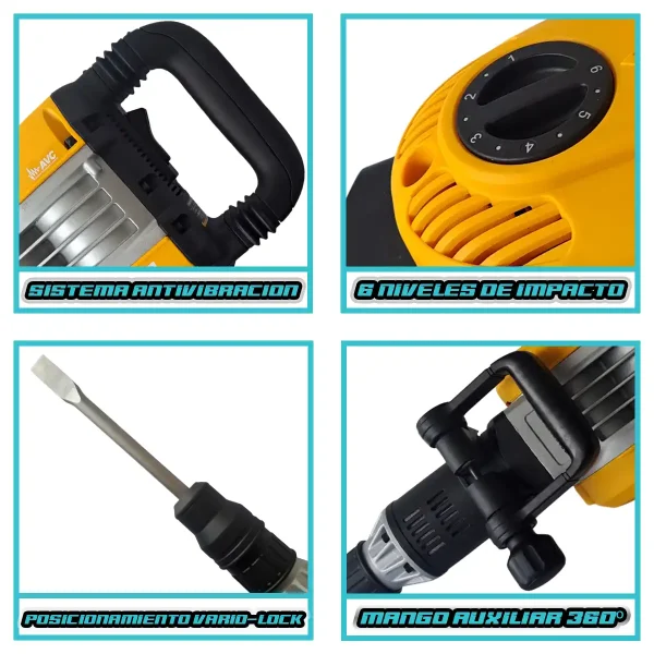Martillo Demoledor SDS Max 1650W 5-29 Joules SAIYAN SDH1100 - Imagen 2