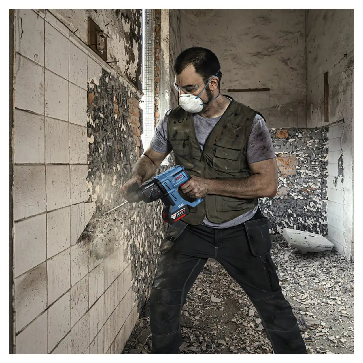 Llave de Impacto 1/2" GDX 18V-200 + Rotomartillo SDS Plus 2J GBH 180-LI Brushless + 2 Bat. 4Ah + Cargador BOSCH - Imagen 10