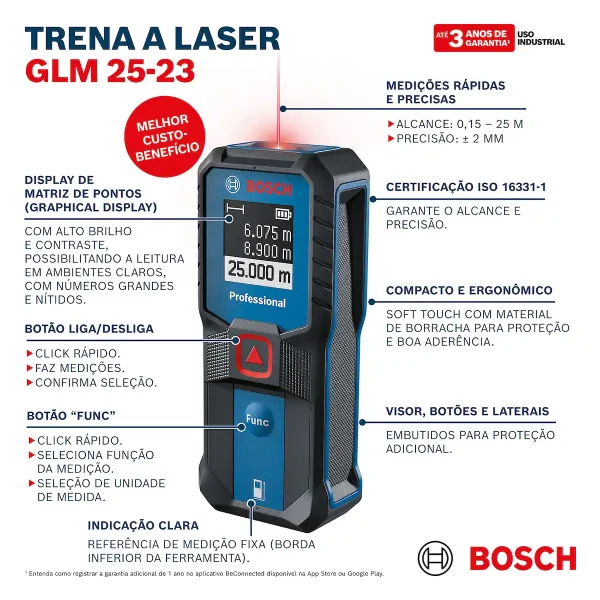 Medidor de Distancia Láser Rojo 25 metros BOSCH GLM 25-23 - Imagen 9