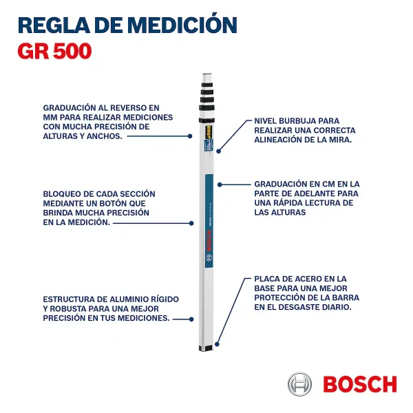 Regla de Medición 5 Metros para Nivel Óptico BOSCH GR500 - Imagen 10