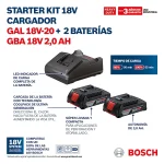 Starter Kit 2 Baterías GBA 18V 2Ah + Cargador GAL 18V-20 BOSCH - Imagen 10