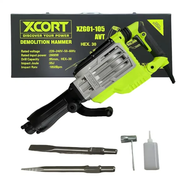 Martillo Demoledor Hexagonal 2600W 55 Joules XCORT XZG01-105.AVT