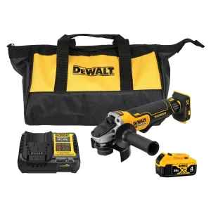 Esmeril Amoladora Angular 5" 125MM 20V + 1 Bat. 4Ah + Cargador + Bolso de Lona DEWALT DCG413M1-B2