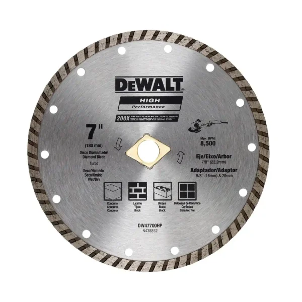 Disco Diamantado 7" Ranurado para Concreto DEWALT DW47700HP
