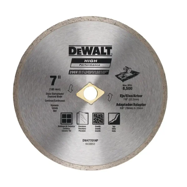 Disco Diamantado 7" Continuo para Cerámico DEWALT DW47701HP