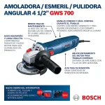 Taladro Percutor 13 MM 18V GSB 185-Li (MP) + Esmeril Amoladora Angular 4-1/2" GWS 700 BOSCH - Imagen 11