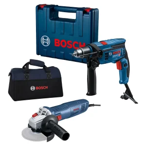 Taladro Percutor 1/2" 750W GSB 13 RE (MP) + Esmeril Amoladora Angular 4-1/2" GWS 700 BOSCH + Bolso Portaherramientas