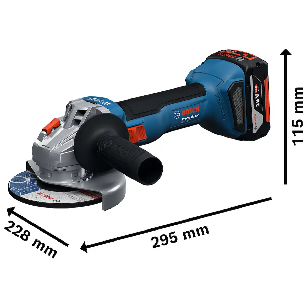 Esmeril Amoladora Angular 125MM GWS 18V-8 + 2 Bat. 4Ah + Cargador + Rotomartillo GBH 180-Li + Taladro Percutor GSB 185-Li BOSCH - Imagen 2