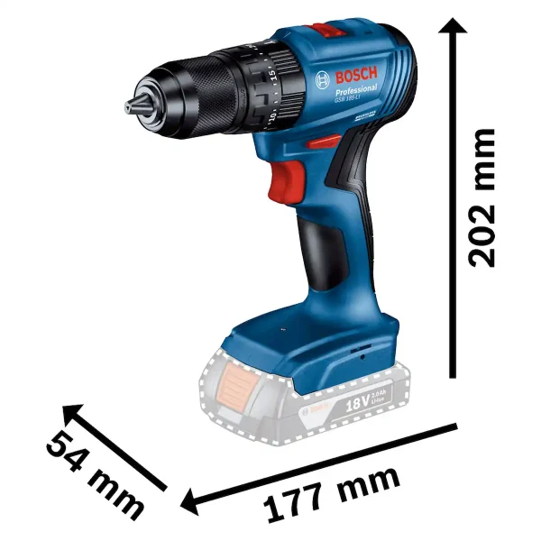 Taladro Percutor 1/2" GSB 185-LI + Esmeril Angular 5" GWS 180-LI + 1 Bat. 18V 2Ah + 1 Bat. 18V 4Ah + Cargador BOSCH - Imagen 7