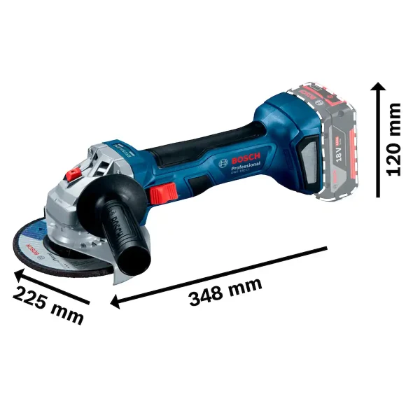 Taladro Percutor 1/2" GSB 185-LI + Esmeril Angular 5" GWS 180-LI + 1 Bat. 18V 2Ah + 1 Bat. 18V 4Ah + Cargador BOSCH - Imagen 8
