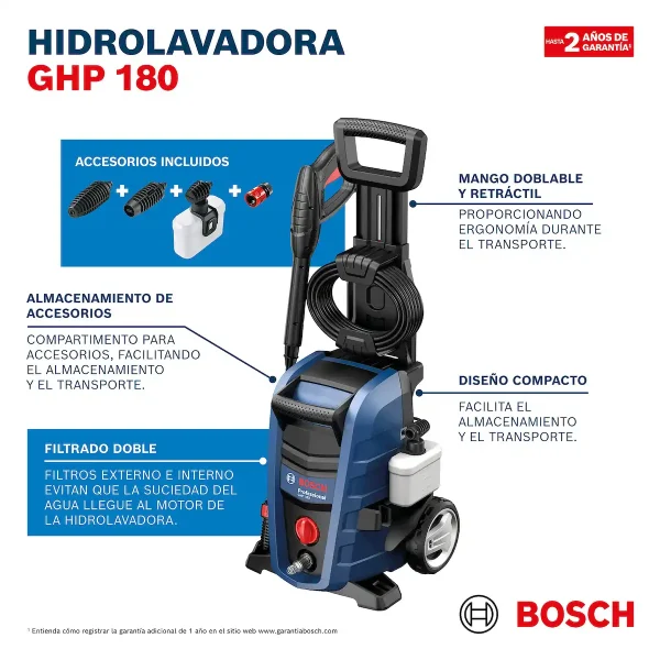 Hidrolavadora a Presión Professional 1500W BOSCH GHP 180 - Imagen 10
