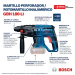 Rotomartillo SDS Plus 18V Brushless 2 Joules BOSCH GBH 180-LI Baretool - Imagen 9