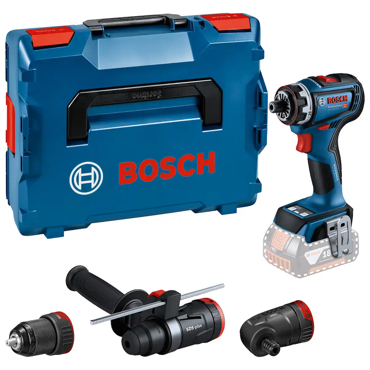 Atornillador de Impacto 18V 13 MM + 3 Adaptadores + Maleta BOSCH GSR 18V-90 FC Baretool