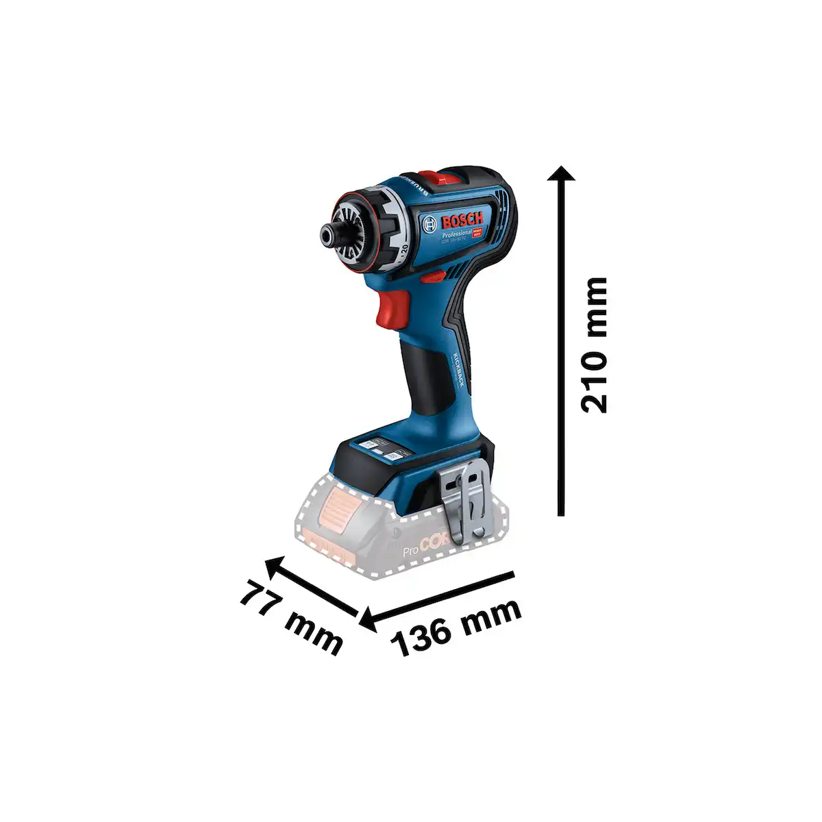 Atornillador de Impacto 18V 13 MM + 3 Adaptadores + Maleta BOSCH GSR 18V-90 FC Baretool - Imagen 7