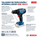 Taladro Atornillador Percutor 13 MM 18V + 1 Bat. 2Ah + Cargador + Maleta BOSCH GSB 183-LI - Imagen 12