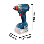 Llave/Atornillador de Impacto 18V 1/4" - 1/2" + 2 Bat. 2Ah + Cargador + Maleta BOSCH GDX 18V-285 - Imagen 9
