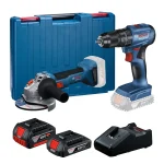Esmeril Angular 5" 18V GWS 18V-8 + Taladro Percutor GSB 185-Li + 1 Bat. 4Ah + 1 Bat. 2Ah + Cargador + Maleta BOSCH