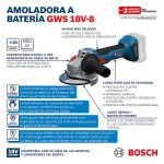 Esmeril Angular 5" 18V GWS 18V-8 + Taladro Percutor GSB 185-Li + 1 Bat. 4Ah + 1 Bat. 2Ah + Cargador + Maleta BOSCH - Imagen 12