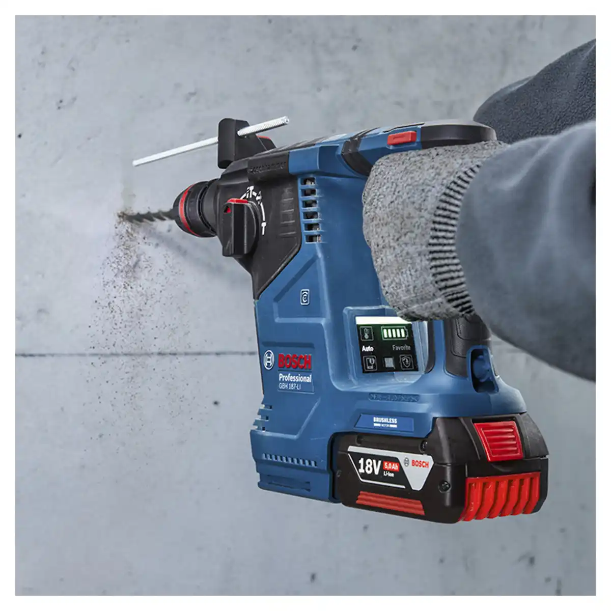 Rotomartillo SDS Plus 18V 2.4 Joules + 2 Bat. 4Ah + Cargador Rápido + Maleta BOSCH GBH 187-Li - Imagen 11