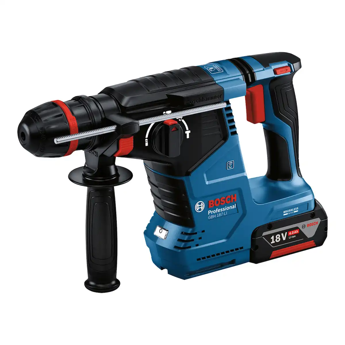 Rotomartillo SDS Plus 18V 2.4 Joules + 2 Bat. 4Ah + Cargador Rápido + Maleta BOSCH GBH 187-Li - Imagen 2