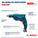 Sierra Circular 7 1/4" 1500W GKS 150 + Taladro Percutor 13 MM GSB 550 RE (MP) BOSCH - Imagen 8