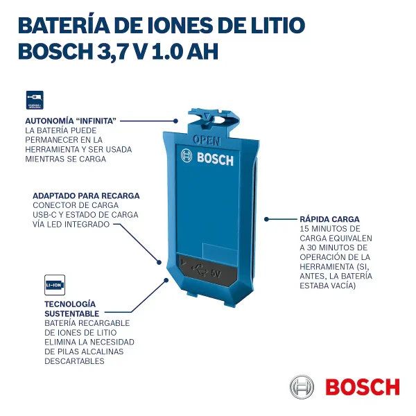 Batería 3.7V 1.0Ah para GLM 50-22, GLM 50-25 G, GLM 50-27 C/CG BOSCH - Imagen 6
